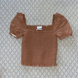 tan smock blouse from urban outfitters